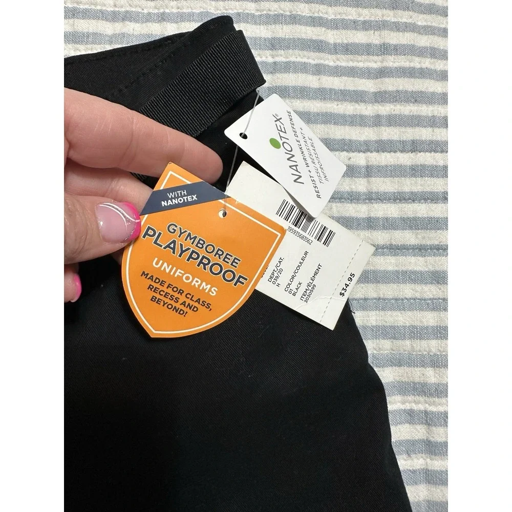 Gymboree Playproof Uniform‎ Black Twill Pants with Bow Belt Girls Size 12 NEW